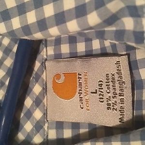 🦋  Carhartt BLUE/WHITE  BUTTON DOWN Short Sleeve Shirt Sz M/Lg